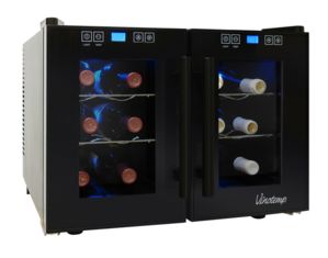VinoTemp 12-Bottle Dual-Zone Touch Screen Wine Cooler