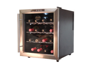 VinoTemp 16 Bottle Thermoelectric Wine Cooler Black Cabinet with Stainless Steel Trim