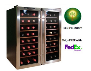 VinoTemp 48 Bottle Thermoelectric Wine Cooler - 2 Temperature Zones - Fast FREE FedEx Shipping!