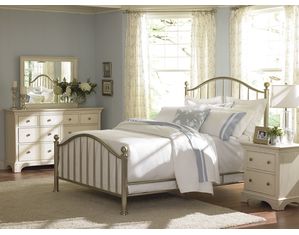 American Drew Ashby Park Metal Tapered Panel Bed in Plated Nickel
