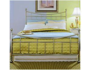 American Drew Camden White Brushed Nickel Metal Bed
