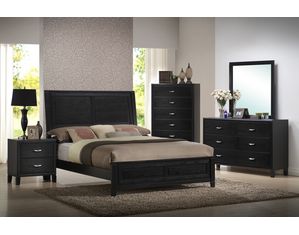 Baxton Studio Eaton Black Wood 5 Piece Queen Modern Bedroom Set