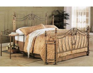 Union Square Decorative Bed in Antique Brush Gold Finish Panel Bed
