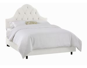 Skyline Furniture Arch Tufted Bed in Velvet White