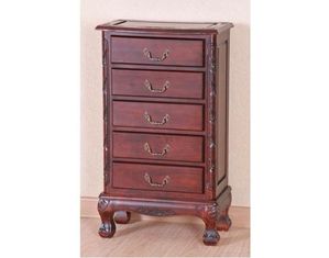 ICI Carved Wood Five Drawer Jewelry Chest