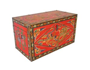 AsiaEXP Tibetan Storage Trunk with Painted Chinese Dragons