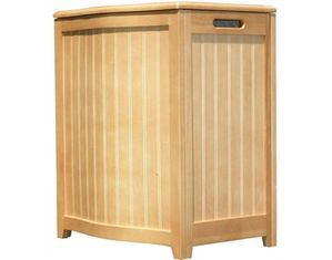 Natural Finished Bowed Front Laundry Wood Hamper with Interior Bag by Oceanstar  BHP0106N