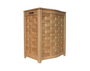 Natural Finished Bowed Front Veneer Laundry Wood Hamper with Interior Bag by Oceanstar BHV0100N