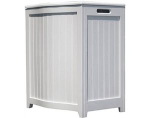 White Finished Bowed Front Laundry Wood Hamper with Interior Bag by Oceanstar  BHP0106W