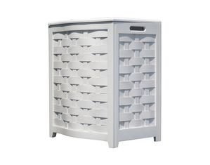 White Finished Bowed Front Veneer Laundry Wood Hamper with Interior Bag by Oceanstar  BHV0100W