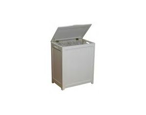 White Finished Rectangular Laundry Wood Hamper with Interior Bag by Oceanstar  RHP0109W