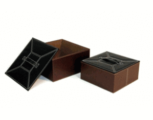 Wayborn Brown Leather Boxes