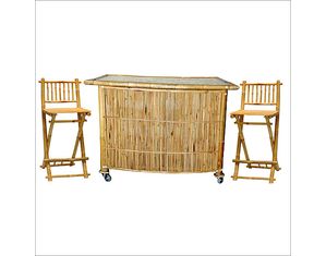 Bamboo 54 3 Piece Set with Bamboo Tiki Outdoor Home Bar