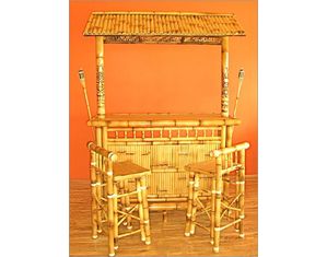 Island Tiki Island Bamboo Tiki Bar with Barstools and Torches Set - Fast FREE FedEx Shipping!