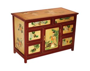 AsiaEXP Red and Gold 6 Drawer Buffet with Imperial Maiden Among Flowers Design - FREE Inside Delivery!