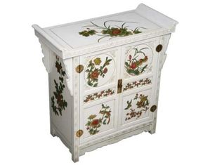 AsiaEXP White Pagoda Style Buffet with Gold and Red Peonies
