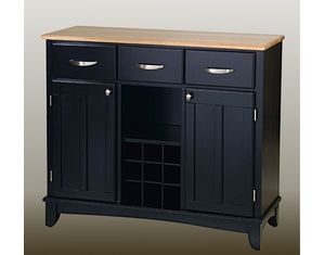 Home Styles Furniture Black Buffet with Natural Wood Top