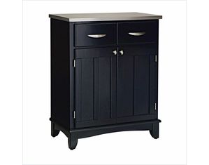 Home Styles Furniture Black Buffet with Stainless Top 5001-0043
