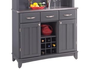 Home Styles Furniture Large Gray Buffet with Stainless Steel Top