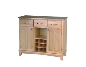 Home Styles Furniture Natural Wood Buffet with Stainless Top