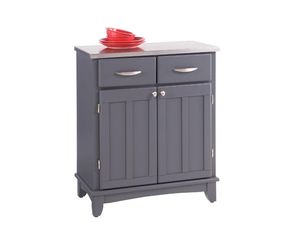 Home Styles Furniture Small Gray Buffet with Stainless Steel Top