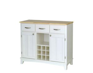 Home Styles Furniture White Buffet with Natural Wood Top