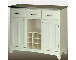 Home Styles Furniture White Buffet with Stainless Top