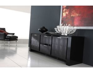 Rossetto USA Diamond Black Buffet with 2 Drawer and 2 Door