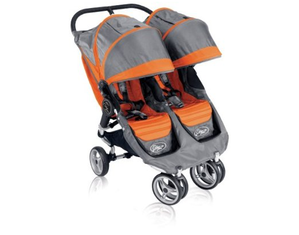 Baby Jogger City Mini Double Stroller - Orange/Gray - FREE FedEx Shipping!