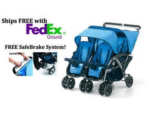 Foundations Quad 4 Passenger Dual Canopy Folding Stroller