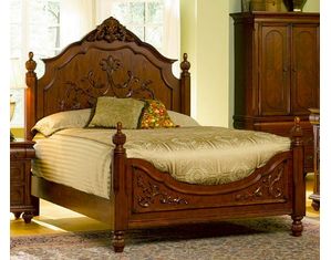 Union Square Bella II Oak Carving Canopy and Poster Bed - FREE Inside Delivery!