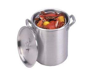 King Kooker 32 Qt. Aluminum Boiling Pot with Lid and Punched Aluminum Basket Grill