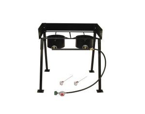 King Kooker Heavy Duty Black Portable Double Burner Outdoor Cooker Grill