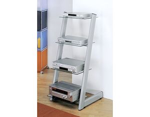 Bello Silver 4 Glass Shelves Audio Rack - Fast FREE FedEx Shipping!