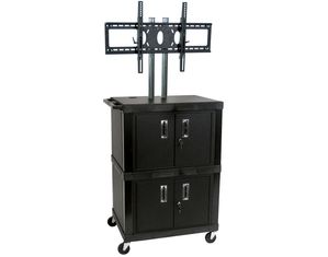 H Wilson Mobile Cart Universal LCD TV Mount w/ 2 Cabinets 69 In H