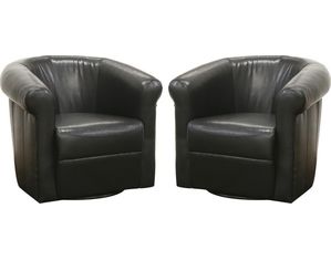 Baxton Studio Julian Black Faux Leather Club Chair with 360 Degree Swivel