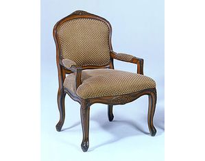 Bernards Furniture French Provincial Large Chair - Pecan with Gold Fabric
