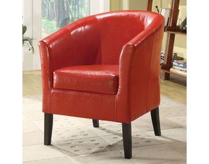 Powell Simon Red Faux Leather Barrel Chair