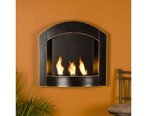 SEI Black Wall Mount Arch Fireplace