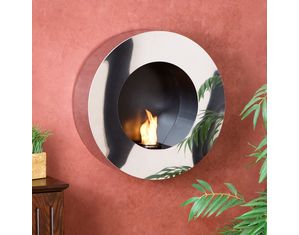 SEI Round Stainless Steel Wall Mount Gel Fuel Sconce
