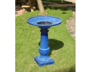 Smart Solar Athena Glazed Blue Ceramic Solar Birdbath Fountain