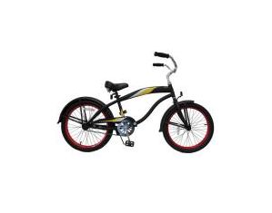 Kidwise Kids Bikes Black with Red Wheels Boys Beach Cruiser 20 inch Extended Frame