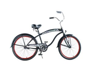Kidwise Kids Bikes Black with Red Wheels Mens Beach Cruiser 24 inch Deluxe