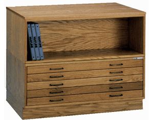 Mayline Group 5 Drawer Wood Plan File Cabinet for 30 x 42 inch Sheets