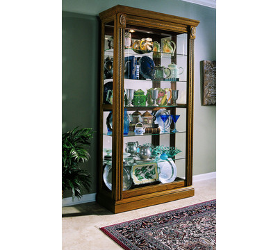 Pulaski Oak Sliding Door Curio Cabinet