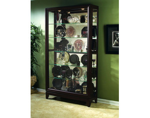 Pulaski Two Way Sliding Door Curio Cabinet Chocolate Cherry
