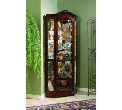 Pulaski Medallion Cherry Corner Curio Cabinet