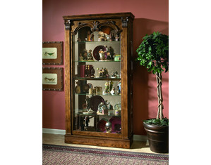 Pulaski Two Way Sliding Door  Pepper Oak Curio Cabinet
