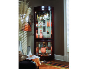 Pulaski Chocolate Cherry Corner Curio Cabinet