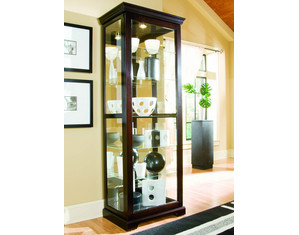Pulaski Two Way Sliding Door Chocolate Cherry II Curio Cabinet - FREE Inside Delivery!